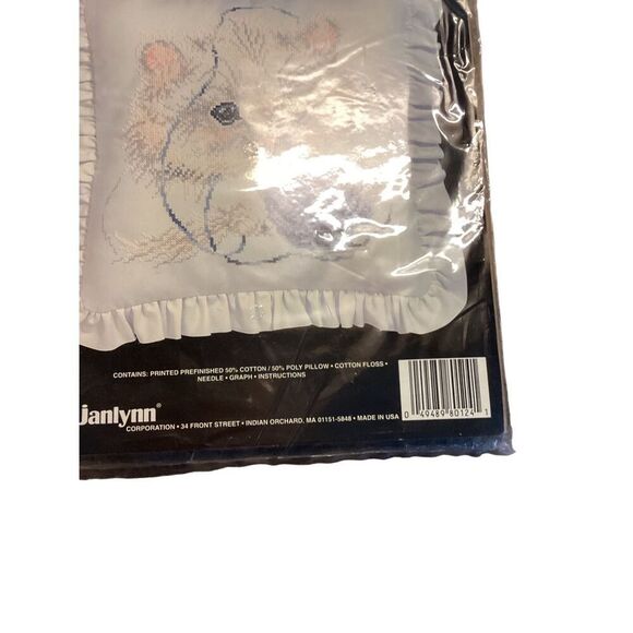 1992 Janlynn Printed Cat Kitten Cross Stitch Pillow New Old Stock - Picture 6 of 8